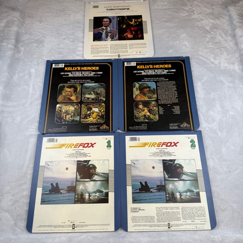 Clint Eastwood Videodisc Lot: Firefox, Kelly's‎ Heroes, Tightrope CED movies - Picture 5 of 5